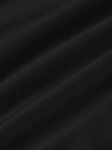Blusa elegante y chic de unicolor con cuello plisado y recortado, ajustada, para el verano - Negro - Ver 6