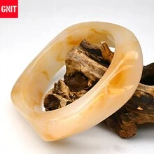 GNIT 3件/1件 透明樹脂手鍊，亮面多元素幾何設計，復古風度假時尚個性化手鍊 - 白棕.透塊.米 - 查看 9