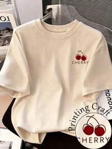 Una camiseta de manga corta con estilo retro americano, diseño holgado, estampado (los pantalones son solo sugerencias de estilo), camiseta gruesa multicolor, material 100% algodón, estampado moderno, adecuada tanto para hombres como para mujeres, estilo nuevo de primavera/verano/otoño, transpirable y cómoda, sencilla y versátil, la elegante camiseta unisex con estampado tropical es muy adecuada para vacaciones, Halloween y fiestas del Día de la Independencia de México. - Beis - Ver 1