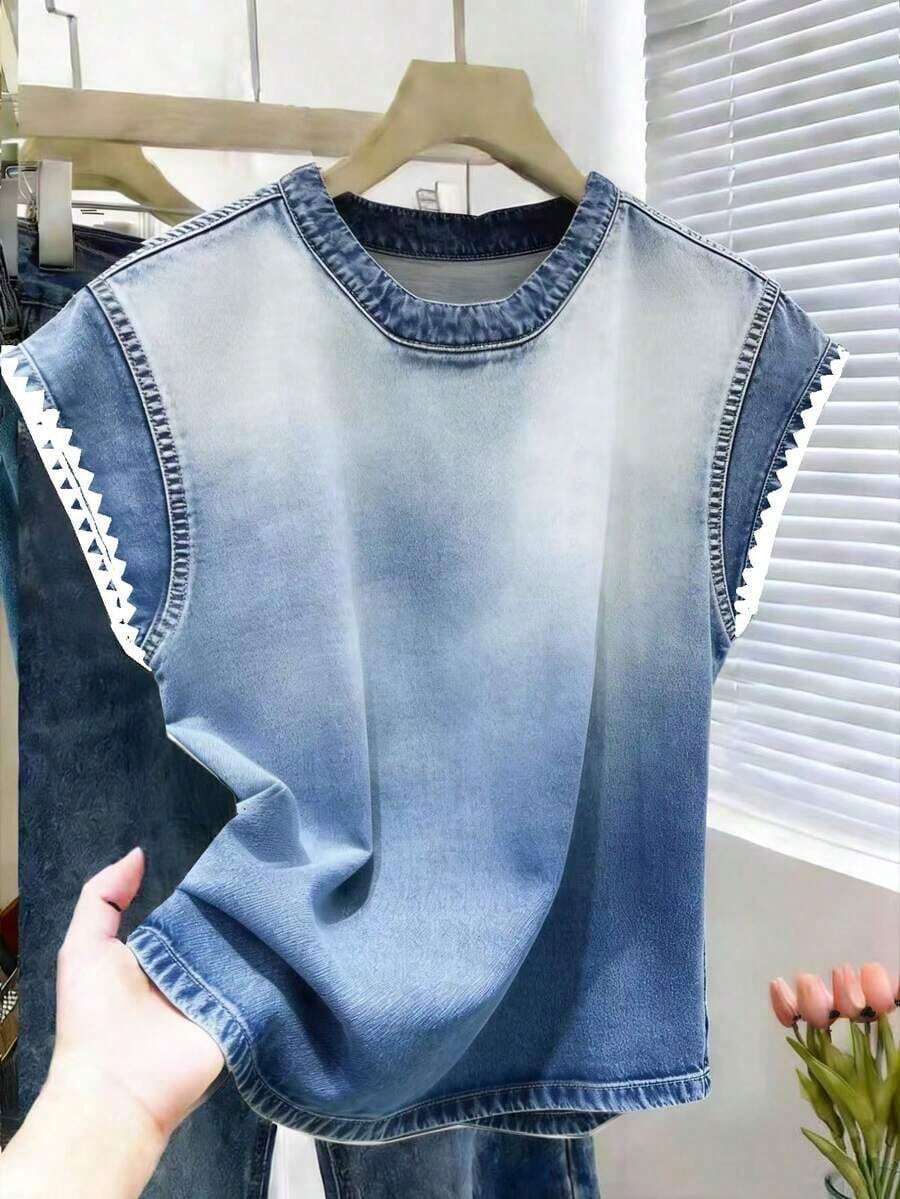 Nueva camiseta de manga corta con bloques de color y rayas, ropa de primavera/verano - Multicolor 10 - Ver 1