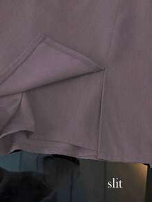 Pantalones cortos, falda, culottes, pantalones cortos de mujer, ropa casual de primavera/otoño para mujer, minifalda de mujer de tela suave y texturizada, de cintura alta y con abertura, de estilo casual y versátil para ir y venir - Púrpura polvoriento - Ver 3