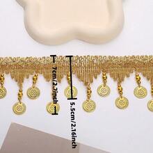 Mặt dây chuyền kim loại mạ vàng sáng bóng, 2 kích cỡ 5.5/7cm, viền ren thêu | Dây tua rua, thích hợp làm phụ kiện may vá, trang trí trang phục khiêu vũ, trang trí mặt dây chuyền DIY, trang trí nhà cửa, tiệc tùng. - nhiều màu - Xem 3