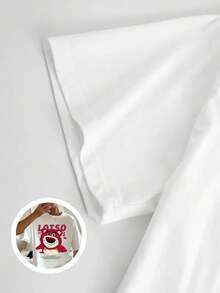 1 Women's Blouse, Beautiful Blouses For Women, Women's Clothing Sets, 180G T-Shirt, Black And White Design With Friends Print, High Quality Print, Round Neck, Loose Fit, Breathable, Versatile, Machine Washable, Comfortable, Size S ~ 3XL, Ideal For Casual Daily Wear, Sports And Summer Essential - 白色的 - 查看 5