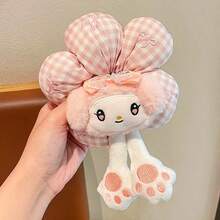 SANRIO 1个三丽鸥可爱Hello Kitty海绵花朵发圈，凌乱丸子头固定器，发绳配饰 - 彩色 - 查看 5