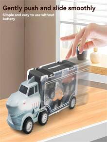 Children's Dinosaur Cargo Transport Truck, Handheld Storage Sliding Toy Car, 3-In-1 Dinosaur Container Transport Vehicle, Transformable Inertia Launching Toy Car, Parent-Child Interactive Educational Game, Boys Gift (Random Car) - Multicolor - View 6