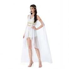 Greek Goddess Medieval Dress Halloween Costume Dress Cleopatra Athena Roman Performance Costume - White: Four-piece Set - View 4