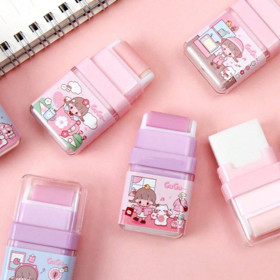 Bộ 4/24 cục tẩy lớn hình Gugu dễ thương, đồ dùng văn phòng phẩm cho gia đình và trường học, màu hồng. - Bộ tẩy 24 chiếc ER6042A - Xem 1