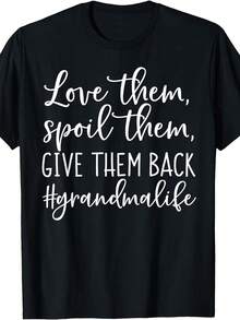 Camiseta Oversize para Mujer 0XL-5XL | Eslogan de Abuela "Los Amo, Los Adoro, Les Doy Acud", Camiseta Drtida de la Vida de Abuela, Top Casual de Manga Corta y Cuello Redondo para Mujeres Curvilíneas, Regalos para Abuelas y Ropa Casual - Negro - Ver 2