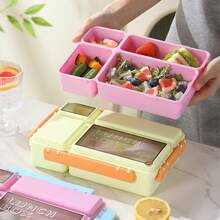 Boîte à lunch bento pour adultes, avec ustensiles, lavable au lave-vaisselle et au four, étanche, empilable, boîte à lunch pour le travail, le pique-nique, l'école - Multicolore - Voir 5