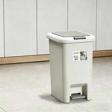 15L Pedal Trash Can For Living Room, Office, Kitchen, Bathroom, Odor-Proof Garbage Bin, Minimalist White - View 1