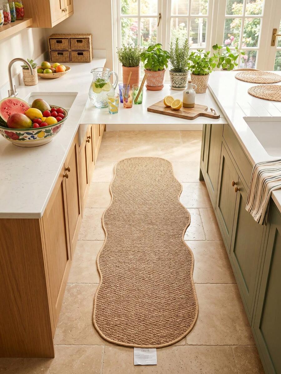 1 pieza/2 piezas Alfombra gruesa con forma de piña de imitación de sisal, base lavable, duradera y resistente a la suciedad, alfombra gruesa para cocina, alfombra decorativa, estilo INS, alfombra para ducha, suministros de decoración del hogar, alfombra para sala de estar, alfombra para dormitorio, alfombra para entrada, alfombra para cocina, alfombra para baño, alfombra para estudio