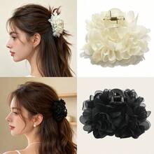 1 chiếc kẹp tóc hình hoa hồng Pháp cổ điển màu trơn, thích hợp cho các bữa tiệc, kỳ nghỉ, ngày Valentine, sử dụng hàng ngày, chụp ảnh, trường học, công sở, sinh nhật, quà tặng ngày lễ, công chúa, đám cưới, dạ hội và các dịp khác. Có thể dùng để rửa mặt/tóc và trang điểm. - trắng - Xem 5