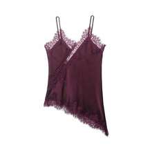 Nuevo Top de estilo lencería con decoración de encaje de moda europea para mujer, estilo veraniego - Rojo violeta - Ver 1