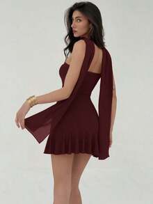 Vestido mini ajustado rojo de estilo romántico para el Día de San Valentín para mujeres - Granada - Ver 2