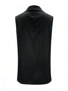 Chaleco Con Cuello De Solapa Para Mujer - Gris Oscuro - Ver 3