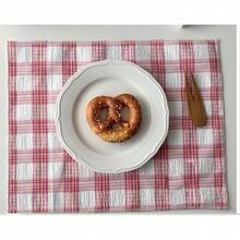 1/2/6pcs Alas Meja Motif Kotak-kotak Merah dan Putih Gaya Korea, Serbet Kain Kasa Bertekstur Gelembung, Alas Serbaguna untuk Isolasi Panas, Latar Belakang Fotografi Makanan - MultiWarna - View 1
