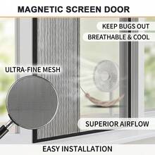 Magnetic Anti-Mosquito Mesh Screen, Window Mosquito Net, High-Density Polyester Fiber Mesh Screen, Magnetic Closure Mesh Door And Window To Prevent Mosquitoes And Flies, With Hook And Loop & Nails - Black - Black - View 7