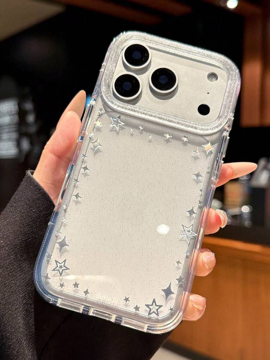 Funda de teléfono elegante con cristales de diamantes de imitación coloridos estilo dopamina Star, compatible con iPhone 16 Pro Max, 15 modelo nuevo, 16, 13, 14, 15 Pro, funda transparente con protección anti-caídas para mujeres