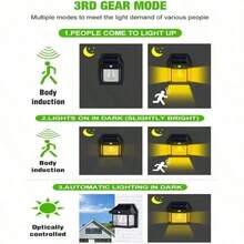Solar-Powered Waterproof Outdoor Wall Light With Motion Sensor Tungsten Filament Garden Yard Decoration LED Lamp 3 Modes 1-4Pcs - 2 CÁI - Xem 4