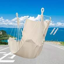 Portable Outdoor Camping Hammock Chair - Durable Hammock Style Design, Lightweight & Sturdy Fabric Material Suitable For Backyard, Travel, Camping - Black/White/Gray (Pillow Not Included), Camping Chair, Hammock Swing - Multicolor - View 4