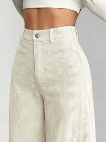 a Pantalones con bolsillo y cremallera de unicolor de poliéster, adecuados para uso diario en primavera, otoño e invierno, color negro - Color albaricoque intenso - Ver 1