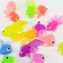 16pcs Realistic Soft Rubber Goldfish Toys, Suitable For Indoor/Outdoor Water Games, Summer Party Decor & Supplies, No Battery Required (Random Colors) - Multicolor - View 5
