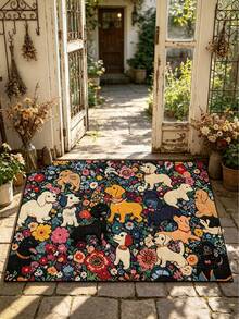 1pc Absorbent Dog Paw Print Doormat, Bathroom Mat, Bath Rug, Entryway Rug, Small Carpet, Rug, Mat, Home Decor, Area Rug, Outdoor Mat, Home Decor, Area Carpet, Bedroom Carpet, Washable Carpet - Multicolor - View 1