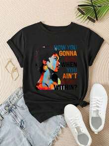 ¿Cómo vas a ganar si no tienes razón? Camiseta casual con estampado de moda para mujer, adecuada para todas las estaciones.  
 Negro - Negro - Ver 2