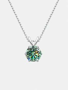 1 Vòng cổ 6 móng bằng bạc 925 Sterling thời trang và đa năng, thích hợp để đeo hàng ngày, tiệc tùng, ngày lễ, ngày lễ tình nhân, Giáng sinh, quà tặng trang sức cho phụ nữ - xanh lam - Xem 2