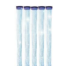 WIGGAGA 彩虹色 24 英吋 紫色/藍色/綠色/酒紅/粉色/棕色/金色/黑色/銀色/紅色 夾式接髮 6件/包 彩色派對挑染 24 英吋 多色直髮合成髮片 紫色粉色 - 藏蓝色 - 查看 9