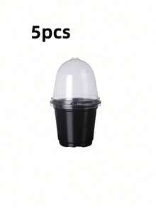 5pcs Transparent Seedling Pots With Humidity Domes, 5 Pots + 5 Transparent Lids, Seed Starter Trays, Suitable For Outdoor Storage - A - View 10