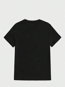 You Calm Down Or I'll Calm You Down, Casual Print, Comfortable And Versatile, 220g Pure Cotton Printed T-Shirt With Letter Pattern, Loose Fit, Casual And Versatile T-Shirt, Y2k Style - 黑色 - 查看 2