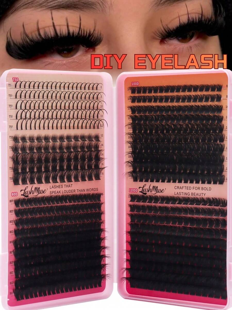 Fengxiu Eyelash Bộ 1 hộp/2 hộp 680/1360 sợi mi giả, mi giả từng sợi, độ cong D/DD, kích thước 0.35-0.63 inch, tự làm mi giả, mật độ hỗn hợp 50D+80D+100D+120DD, tự nhiên, mềm mại và dày, sợi mi giả 0.07mm, thích hợp cho Giáng sinh, Halloween, tiệc tùng, sử dụng hàng ngày, dụng cụ làm đẹp thiết yếu, làm đẹp và sức khỏe, làm đẹp lễ hội, mi giả từng sợi, mi giả, mi nối.