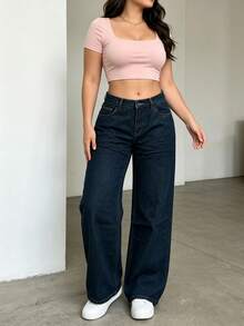 Jeans De Mezclilla Mujer Pantalon De Mezclilla Dama Mom Jeans Mujer Pantalones De Mujer Cintura Alta Ajuste Slim Casual - Pantalones vaqueros de pierna recta 2014-4 - Ver 2