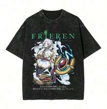 Sousou No Frieren Beyond Journeys End T-Shirt Anime Merch Casual Short Sleeved T Shirt Unisex TeeSummer-Wear - 黑色 2 - 查看 1