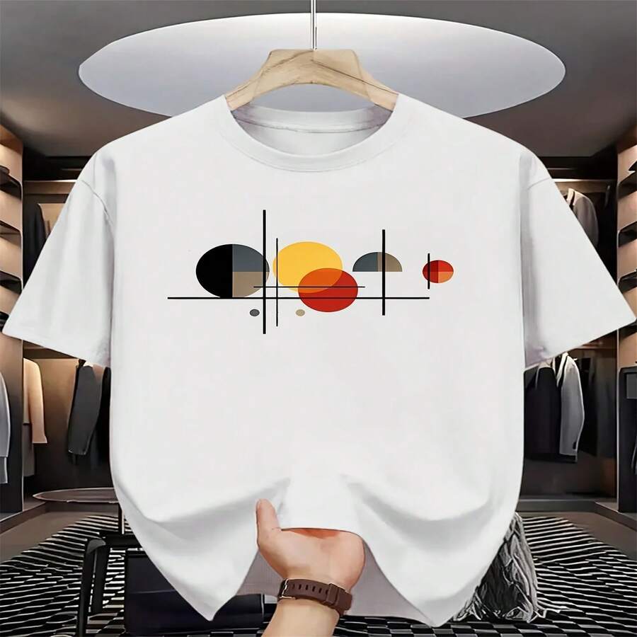 Short-Sleeved T-Shirt, Summer Print Design With Lettering. - 白色 - 查看 1