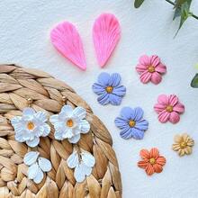 2pcs/Set Reusable Silicone Petal Texture Molds For Polymer Clay Jewelry Making - Pink - View 7