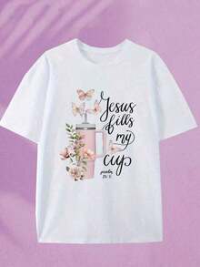 Camiseta de manga corta estampada para mujer. Perfecto para citas, desplazamientos diarios y salidas informales. Diseño clásico minimalista de cuello redondo, fácil de combinar y se adapta a todo tipo de cuerpos. - Blanco - Ver 7