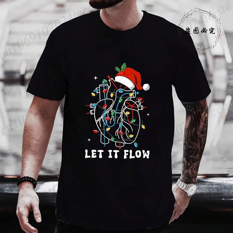 Camiseta de enfermera Let It Flow, camiseta Unisex, camisetas de anatomía del corazón de dad para hombre, camisetas informales de moda de gran tamaño - forma - Ver 1