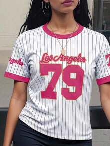 Camiseta gráfica para mujer Los Ángeles 79 - Suave, transpirable y lavable a máquina de manga corta, perfecta para usar de manera casual en primavera y verano, disponible en tallas desde XS hasta XL, camisetas para señoras - Multicolor 5 - Ver 1