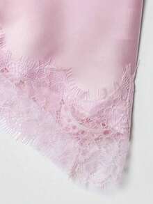 Seelio Nuevo Top de estilo lencería sexy con decoración de encaje, estilo europeo y americano, para mujer, color negro, para verano - Rosa - Ver 8
