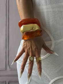 Bộ 3 vòng tay charm, vòng tay vàng, vòng tay nhựa, vòng tay đỏ, vòng tay bản rộng, vòng tay dày, bộ vòng tay phối vàng & đỏ, bộ vòng tay, vòng tay bản rộng, vòng tay nữ, quà tặng cho nữ - Nhiều màu - Xem 2
