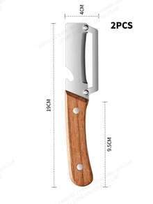 2-In-1 Multifunctional Peeler, Kitchen Multi-Function Stainless Steel Thickened Fruit Peeler Knife, 2 In 1 Multi-Functional Vegetable Peeler For Kitchen With Bottle Opener, And Wooden Handle Stainless Steel Blade Kitchen Tool For Sugar Cane Potato Fruit Pineapple Pumpkin Papaya Carrot Veggie Peeler - Multicolor - View 7