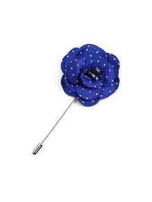 ZLQ&GOU 3 PCS Royal Blue Men's Tie, Pocket Square, Lapel Pin Set, Polka Dot 7cm Polyester Silk Narrow Tie Set, Business And Casual Dual Use - Royal Blue - View 4