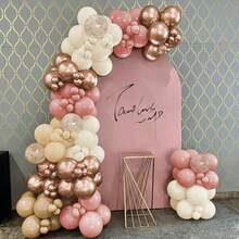 127 piezas Juego de decoración de arco de globos rosa pálido, globos de estilo bohemio de color melocotón y oro rosa con lentejuelas, adecuado para niña, dama, novia, baby shower, boda, compromiso, té de la tarde, decoración de fiesta de cumpleaños - Multicolor - Ver 10