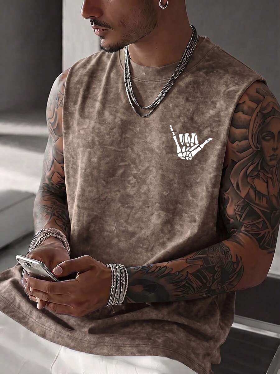 Simple Studio | Men's Vintage Rugged Style Washed Short Sleeve Tank Top | Suitable For Summer Wear | Comfortable & Breathable | Leading Fashion