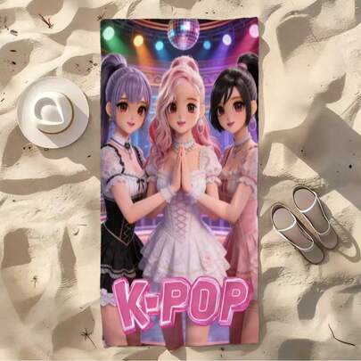 Hasbro K-POP女团沙滩巾 - 轻盈速干涤纶材质，不易褪色且经久耐用，适合瑜伽、旅行、泳池、海滩等场合 - 是夏季和海滩活动的理想之选，也是送给运动爱好者、万圣节、圣诞节、情人节、生日的完美礼物，图案精美，风格现代。