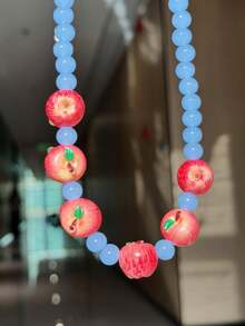 Cute INS Colorful Dopamine, Red & Green Apple Beaded Necklace, Fresh Fruit Minimalist Versatile Choker, Suitable For DIY And Gift To Friends, Spring/Summer - Multicolor - View 16