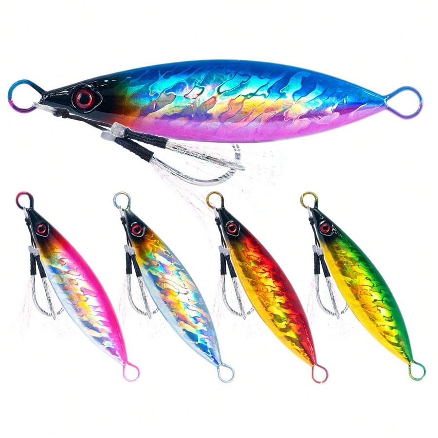 1 pieza Señuelo de pesca de metal con recubrimiento láser que se hunde, cebo artificial para pesca de mar, lanzamiento y jigging - 1# - Ver 1