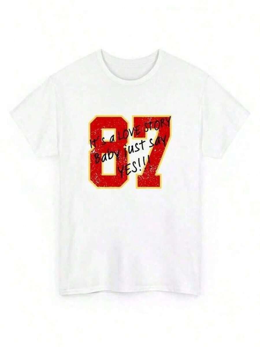 1 pieza Kelce Swift Chief KC Fútbol Taylor Travis Fútbol Música Camiseta Vintage Blanca 180g 100% Algodón - Negro - Ver 1